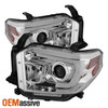 Fits 2014 - 2021 Toyota Tundra Chrome Amber LED Tube DRL Projector Headlight