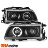 Fits 90-91 Honda Civic CRX Black Bezel Halo Projector Headlights Front Lamps