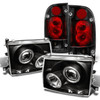 Fits 97-00 Toyota Tacoma JDM Black Dual Halo Projector LED Headlights+Tail light