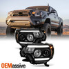 Fits 2012 13 14 2015 Toyota Tacoma Truck Black DRL LED Tube Projector Headlights