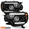 Fits 2012 13 14 2015 Toyota Tacoma Truck Black DRL LED Tube Projector Headlights