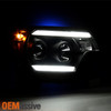 Fits 2012 13 14 2015 Toyota Tacoma Truck Black DRL LED Tube Projector Headlights