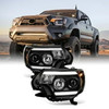 Fits 2012 13 14 2015 Toyota Tacoma Truck Black DRL LED Tube Projector Headlights