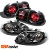 Fits 99-00 Honda Civic Black Bezel Halo Projector Headlights+Altezza Tail light
