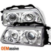 Fits 90-91 Civic Crx Dx Lx Se Si Hx Chrome Clear Halo Projector Headlights Lamp