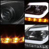 Fits 12-14 Benz W204 C-Class Chrome LED Tube Strip DRL LED Projector Headlights