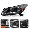 Fits 08-12 Honda Accord 4Dr Black Dual Halo Projector DRL LED Strip Headlights
