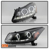 Fits 08-12 Honda Accord 4Dr Black Dual Halo Projector DRL LED Strip Headlights