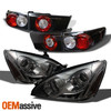 Fits Smoked 03-05 4Dr Accord Dual Halo LED Projector Headlights+Black LED Tail