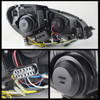 Fits 12-14 Benz W204 C-Class Black LED Tube Strip DRL LED Projector Headlights