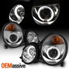 Fits 00-02 Mercedes Benz W210 E-Class Chrome Dual Halo Projector Headlights Lamp