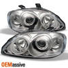 Fits 99-00 Honda Civic 2/3/4Dr Chrome Clear Halo Projector Headlights Lamps Pair