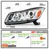 Fits 08-12 Honda Accord 4Dr Chrome Clear Halo Projector DRL LED Strip Headlights