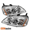 Fits 01-03 Honda Civic 2/4Dr Chrome Clear CCFL Halo Projector Headlights Lamps