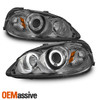 Fits Smoked 99-00 Honda Civic 2/3/4Dr Dual Halo Projector Headlights Lamps Pair