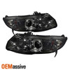 Fits Smoked 06-11 Civic 2Dr Coupe Halo Projector Headlights Lamps Left+Right