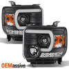 Fits 2014-2017 GMC Sierra 1500 2500HD 3500HD Black LED Tube Projector Headlights