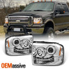 Fits 05-07 Ford F250 F350 F450 Superduty Halo Projector LED Headlights Pair Set