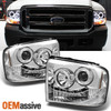 Fits 05-07 Ford F250 F350 F450 Superduty Halo Projector LED Headlights Pair Set