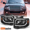 Fits 2007-2014 Ford Expedition Black Dual DRL LED Bar Projector Headlights Lamps