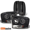 Fit 99-04 F250 F350 F350 F450 BLK Smoked Halo Projector LED Headlight+Tail light