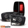 Fit 99-04 Superduty Excursion BLK Smoked Halo Projector LED Headlight+Tail light