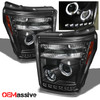 Fits 11-16 F-Series SuperDuty Pickup Truck Black Halo LED Projector Headlights