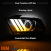 Fits 10-14 Mustang Chrome LED Sequential turn Signals DRL Projector Headlights
