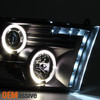 Fit 09-18 Ram 1500 10-18 2500/3500 Black LED Halo Headlights +Dark Red Tail Lamp