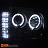 For 07-13 Sierra Black Dual Halo LED Projector Headlights+LED Tail Brake Lights