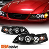 Fits Black 99-04 Ford Mustang Dual Halo Projector Headlights Lamp Left+Right Set