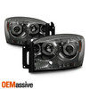 [Smoke Lens] For 06-08 Dodge Ram Dual Halo LED Projector Headlights + Fog Lights