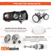 Fit 94-01 Ram 1500 94-02 2500/3500 Smoke Halo Projector Headlight+LED Tail Brake
