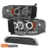 [Smoke Len] For 03-05 Dodge Ram Dual Halo Projector Headlights + 3rd Brake Lamp