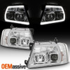 Fits 2004-2008 Ford F150 Pickup Chrome LED DRL Tube Projector Headlights