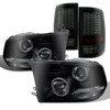 [Black Smoke Bezel] Fit 09-18 Ram LED Dual Halo Projector Headlights & Tail Lamp