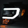 Fits 09-14 F-150 Pickup Black Bezel LED Strip/Tube Projector Headlights+LED Tail