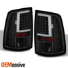 For 09-18 Dodge Ram Dual Halo Projector Smoked Headlights & LED Bar Tail Lamps