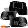 Fit 09-18 Dodge Ram Dual Halo Projector Headlights & LED Tube Tail Lamps - Black