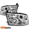 Fit 09-18 Dodge Ram Dual Halo Projector Headlights & LED Tube Tail Lamp - Chrome
