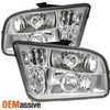 Fits 05-09 Mustang Chrome Clear Halo Projector LED Headlights Lamps Left+Right
