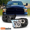 Fits 09-18 Dodge Ram 1500/2500/3500 Smoked Dual Halo LED Projector Headlights