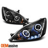 Fits 2003-2007 Honda Accord Black Bezel Dual Halo LED Projector Headlights