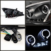 Fits 2003-2007 Honda Accord Black Bezel Dual Halo LED Projector Headlights