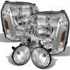 Fits 07-14 Yukon Denali Halo Projector LED Headlights+Clear Fog Lights W/Bulbs