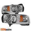 Fits 94-01 Ram 1500/2500/3500 Smoked Dual Halo LED Projector Headlight+Tail lamp