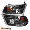 Fits Black 09-18 Ram 1500 10-18 Ram 2500/3500 CCFL Halo Projector LED Headlights