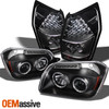 For 05-07 Dodge Magnum LED Halo Projector Headlights + Black LED Rear Tail Lamps