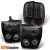 Fits 08-10 F250/F350/F450 Black Smoked Halo Projector Headlights+LED Tail Lamps