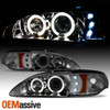 For 94-98 Ford Mustang Smoke Dual Halo 1 Piece Projector Headlights Corner Lamps